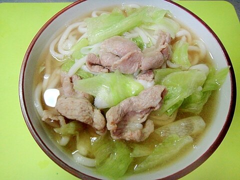 レタスと豚肉のあったかうどん